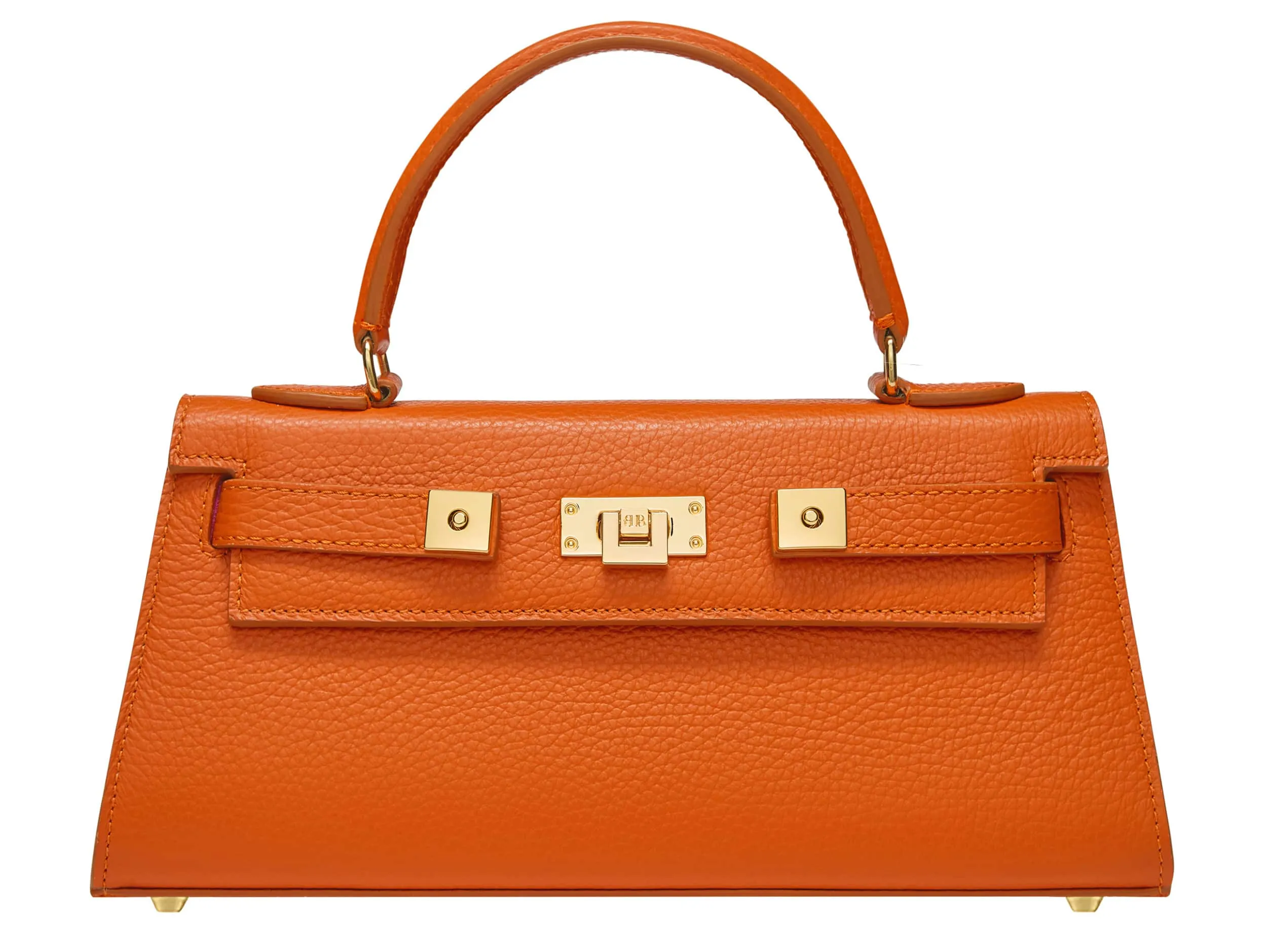 Maya East West Caribou Soft Grainy Print Calf Leather Handbag - Orange