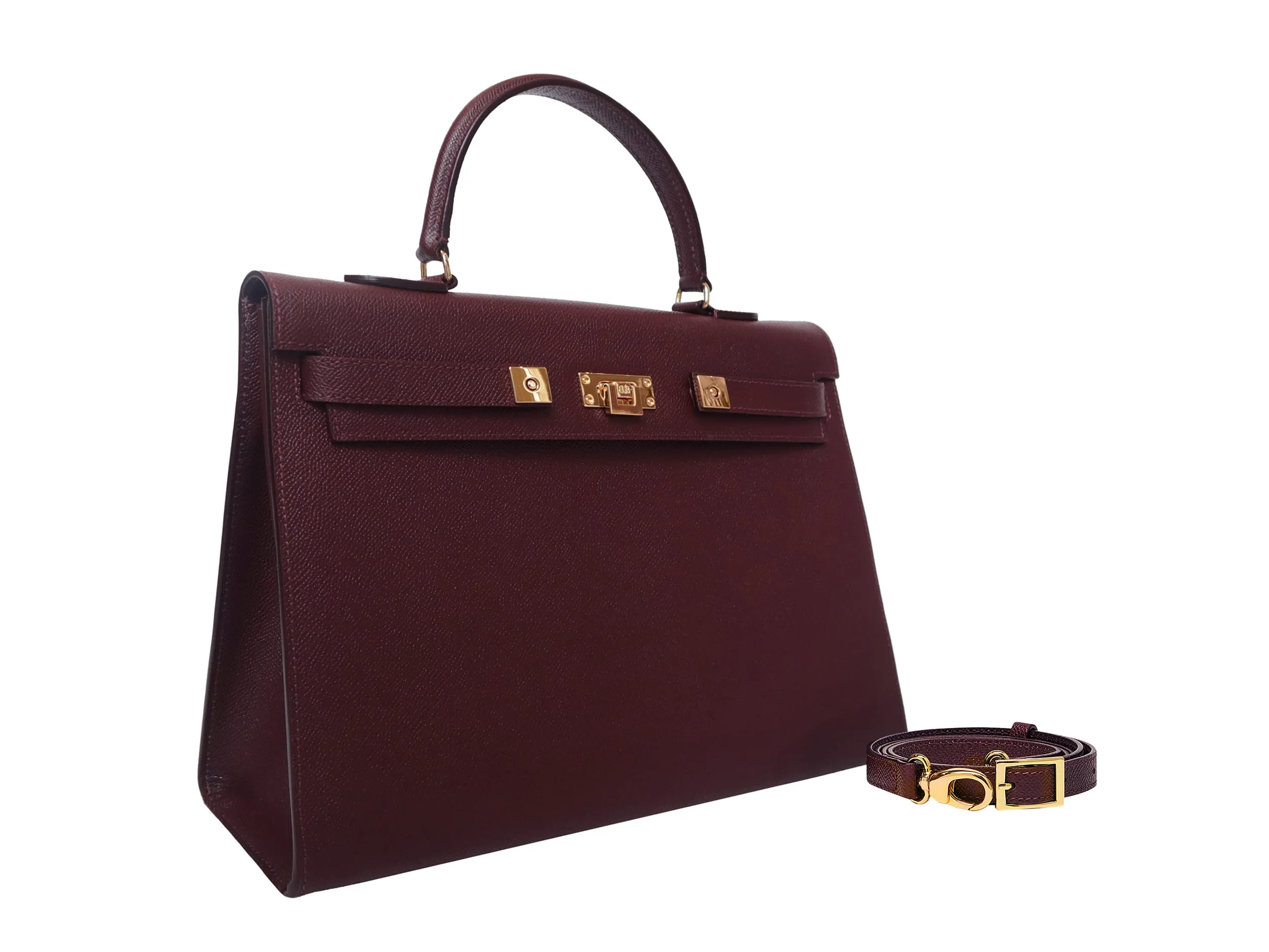 Maya Grande Dolomite Pebble Print Calf Leather Handbag - Wine