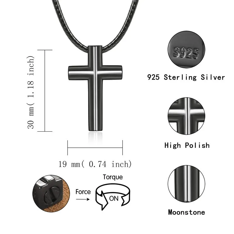 Men Cremation Necklace for Ashes  925 Sterling Silver Cross Wing Skull Keepsake Urn Pendant Ash Holder Jewelry Memorial Gift