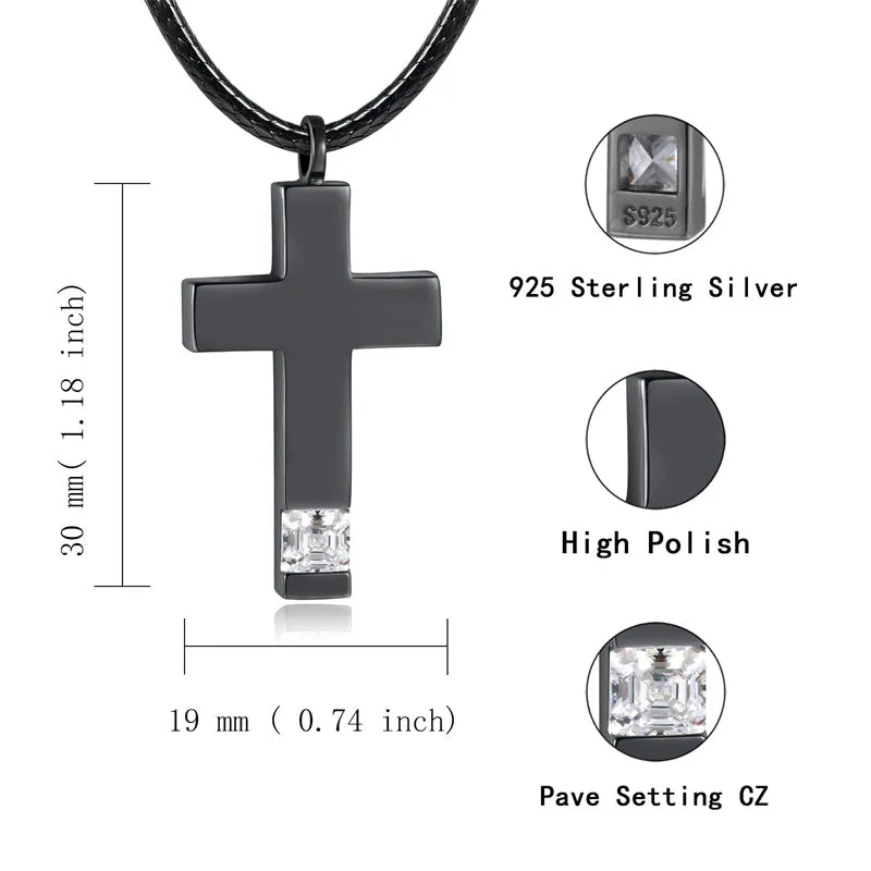 Men Cremation Necklace for Ashes  925 Sterling Silver Cross Wing Skull Keepsake Urn Pendant Ash Holder Jewelry Memorial Gift