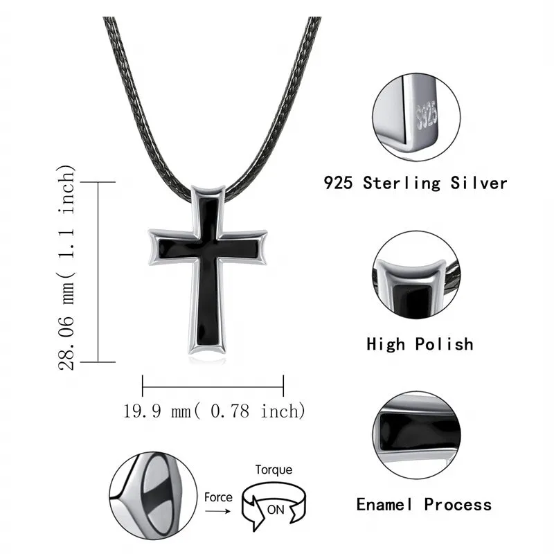 Men Cremation Necklace for Ashes  925 Sterling Silver Cross Wing Skull Keepsake Urn Pendant Ash Holder Jewelry Memorial Gift