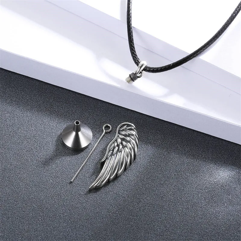 Men Cremation Necklace for Ashes  925 Sterling Silver Cross Wing Skull Keepsake Urn Pendant Ash Holder Jewelry Memorial Gift