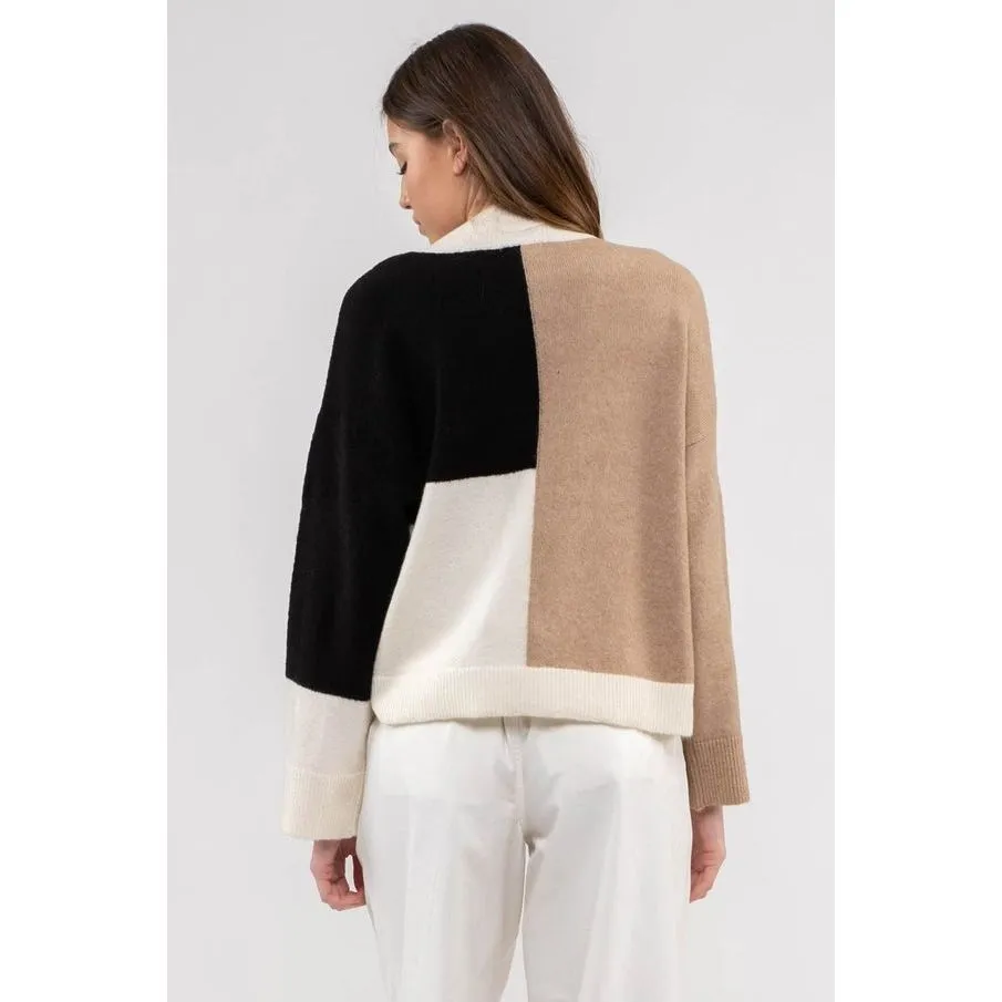 Mock Neck Colorblock Sweater