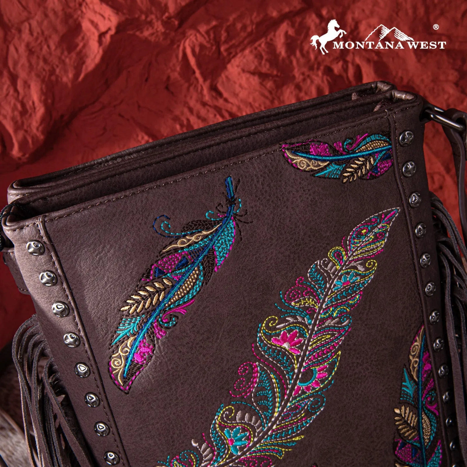 Montana West Embroidered Feather Concealed Carry Crossbody