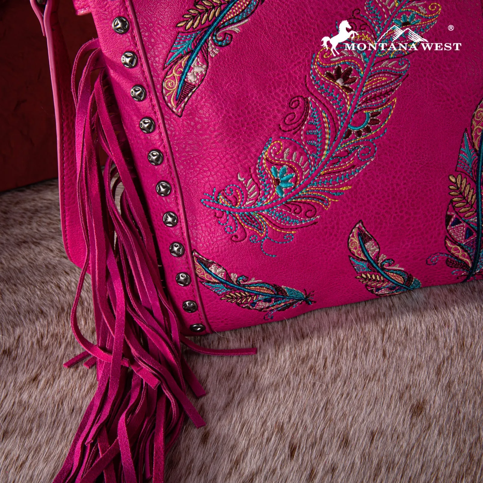 Montana West Embroidered Feather Concealed Carry Crossbody