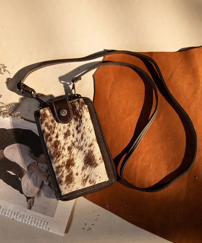 Montana West Genuine Hair-On Cowhide Crossbody Phone Purse