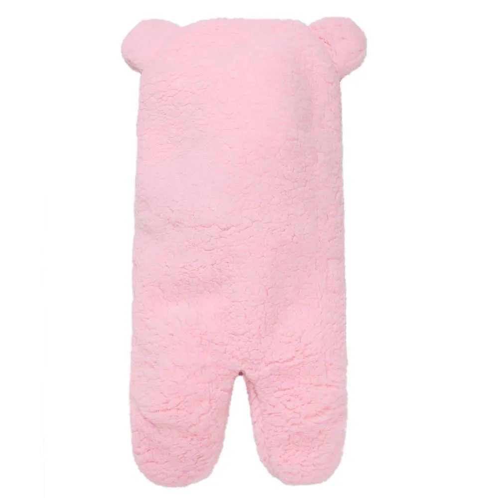 Newborn Cute Bear Themed Hooded Plush Wrap For Babies