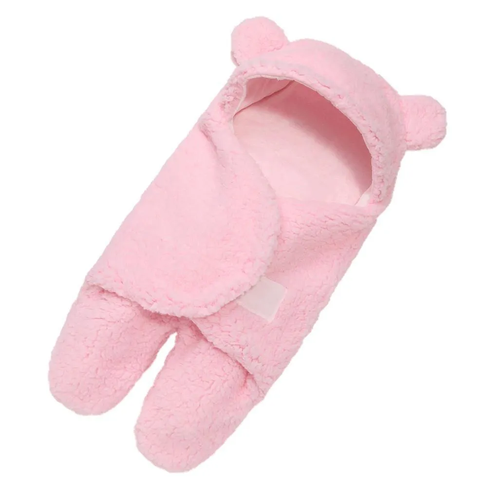 Newborn Cute Bear Themed Hooded Plush Wrap For Babies