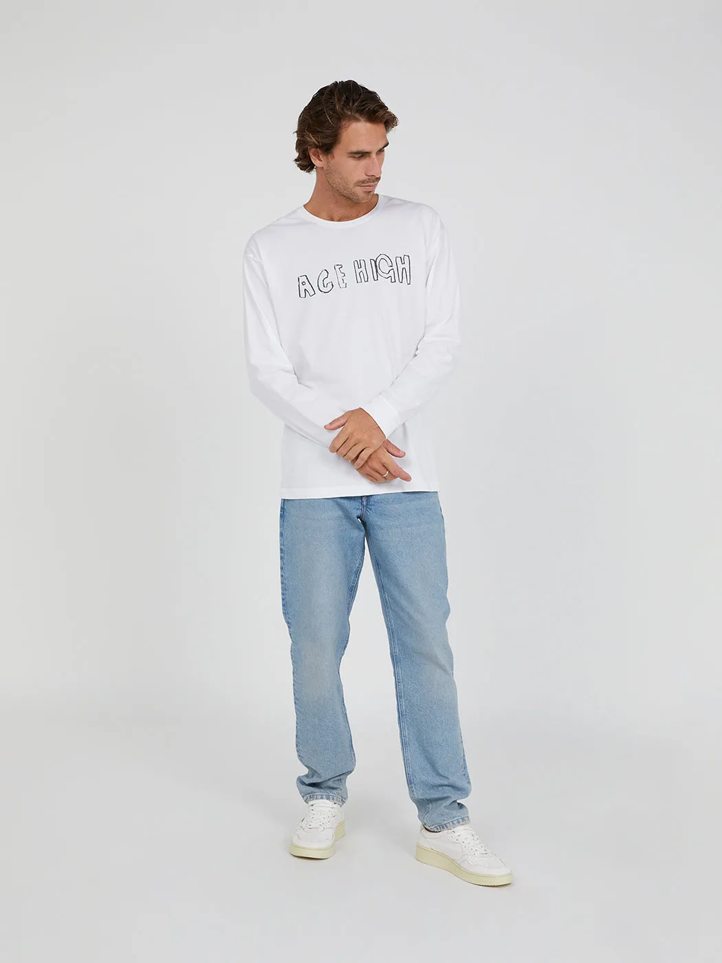 Outland Denim x Jakey Pedro "Ace High" Long Sleeve Tee - White