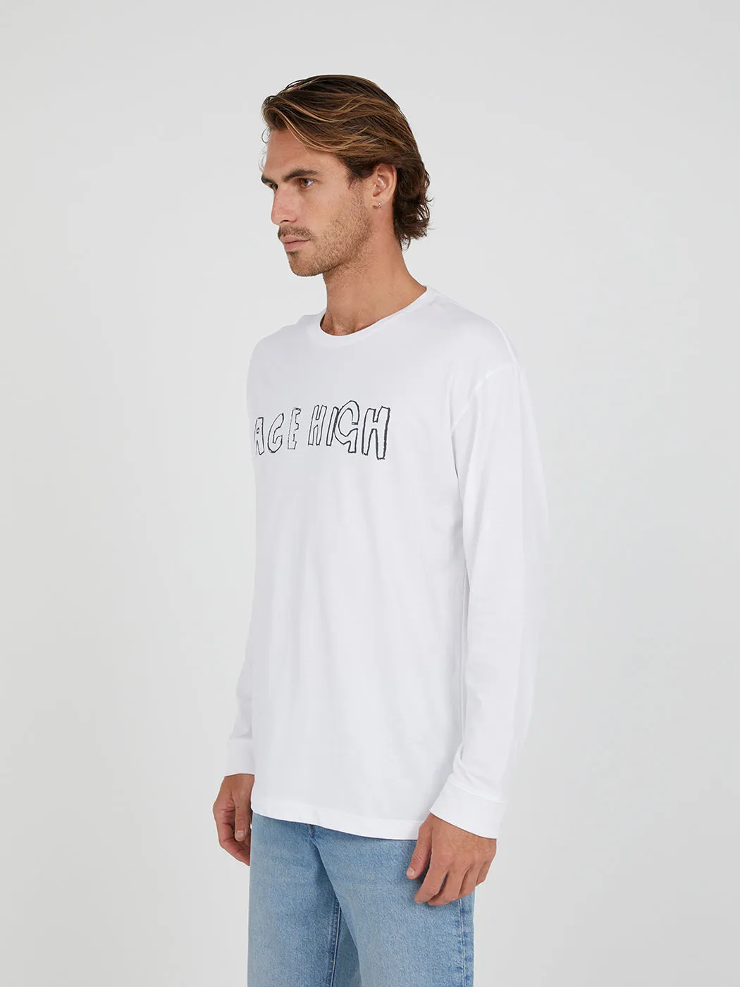 Outland Denim x Jakey Pedro "Ace High" Long Sleeve Tee - White