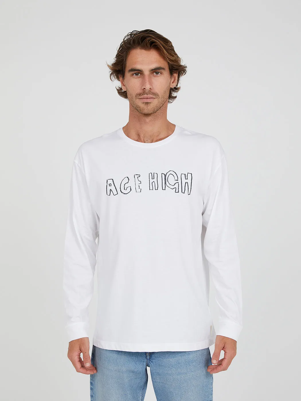 Outland Denim x Jakey Pedro "Ace High" Long Sleeve Tee - White