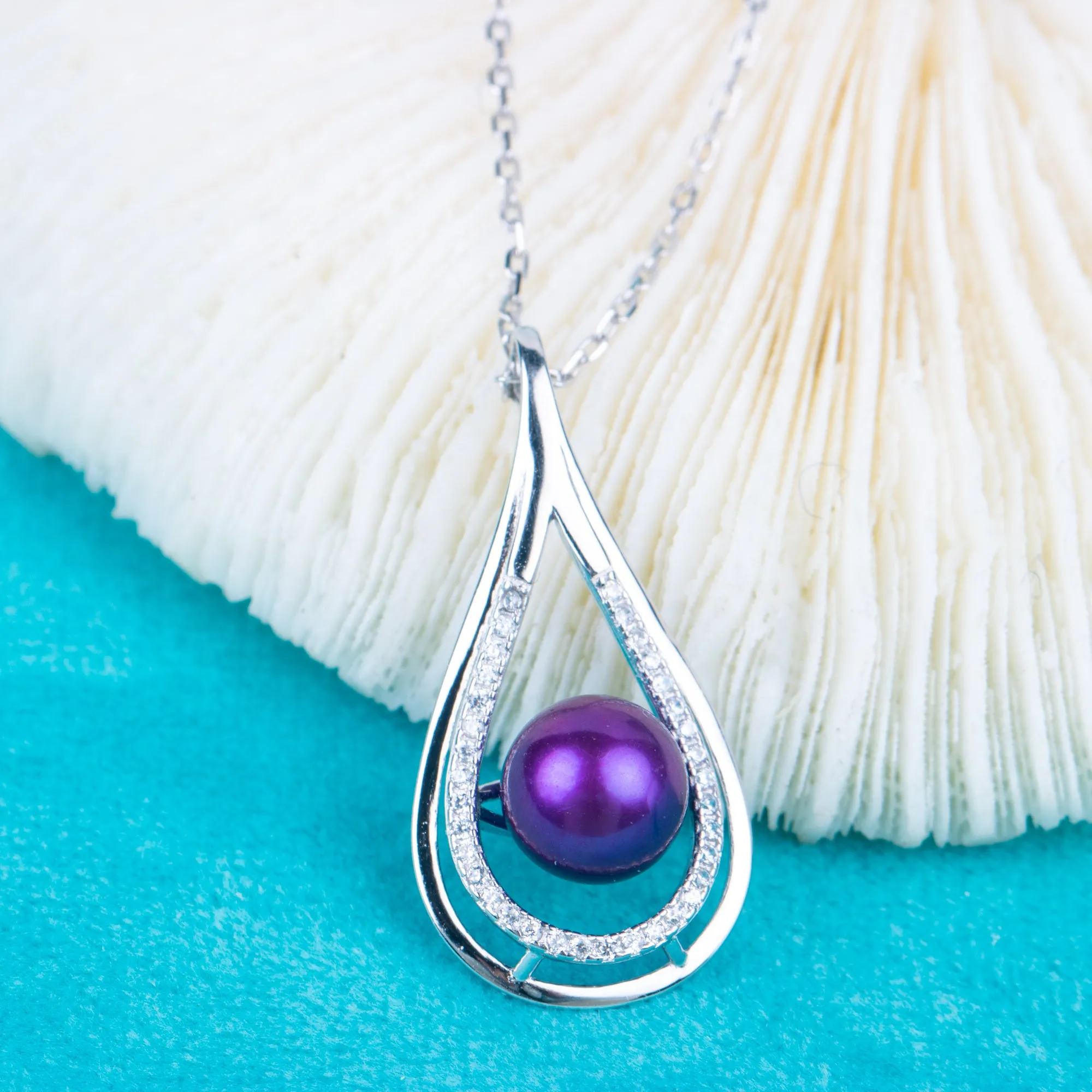 P010956 DIY 6-8mm Natural Freshwater pearl pendant accessory 925 sterling silver engagement jewelry necklace for women