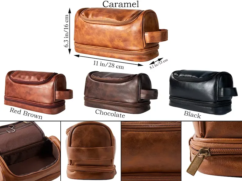 Personalized Groomsman Toiletry Bag, Gifts For Him, PU Leather Dopp Kit