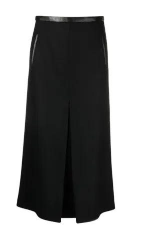 PLEAT-DETAIL WOOL-BLEND MIDI SKIRT