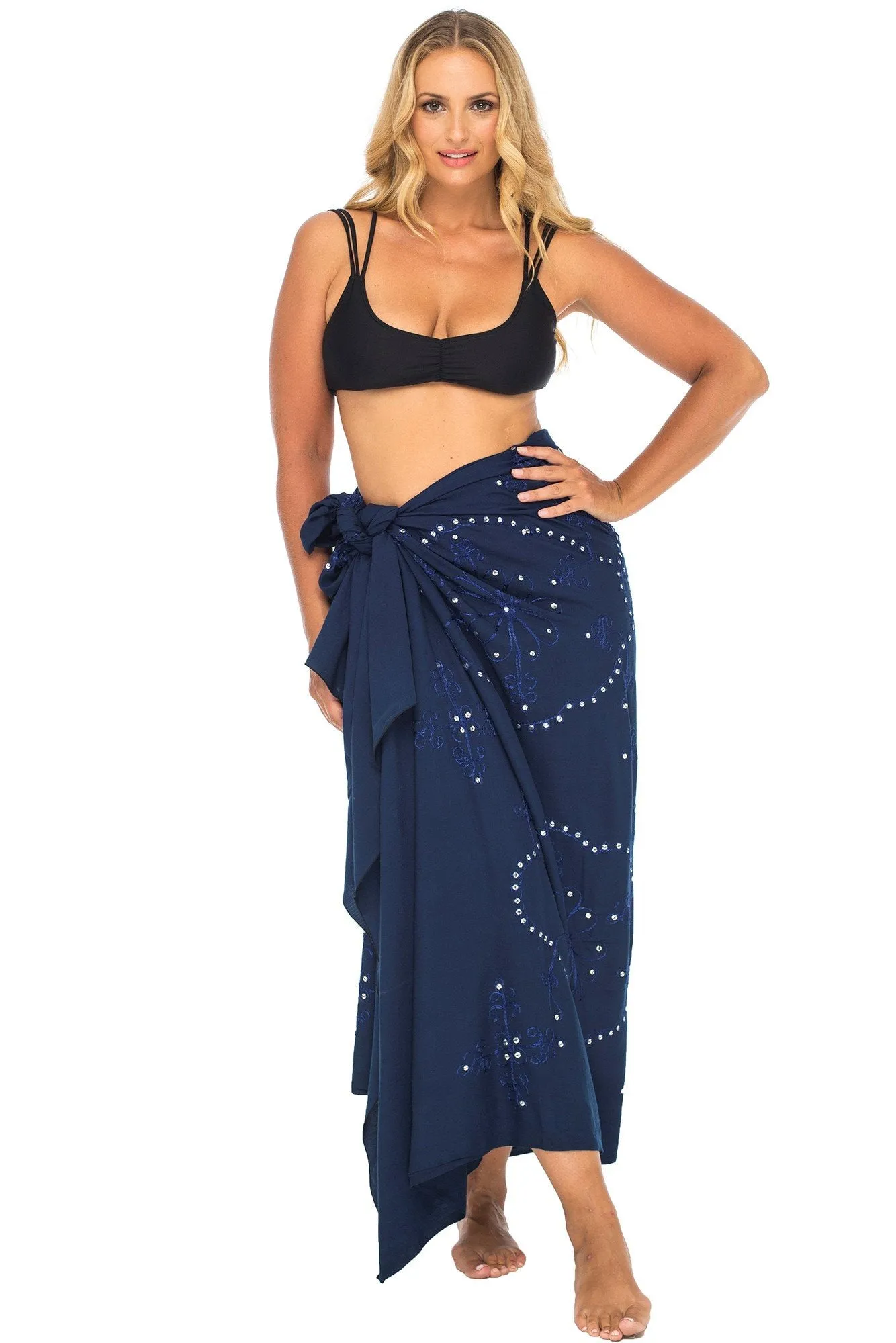 Plus Size Embroidered Sarong Wrap & Coconut Clip