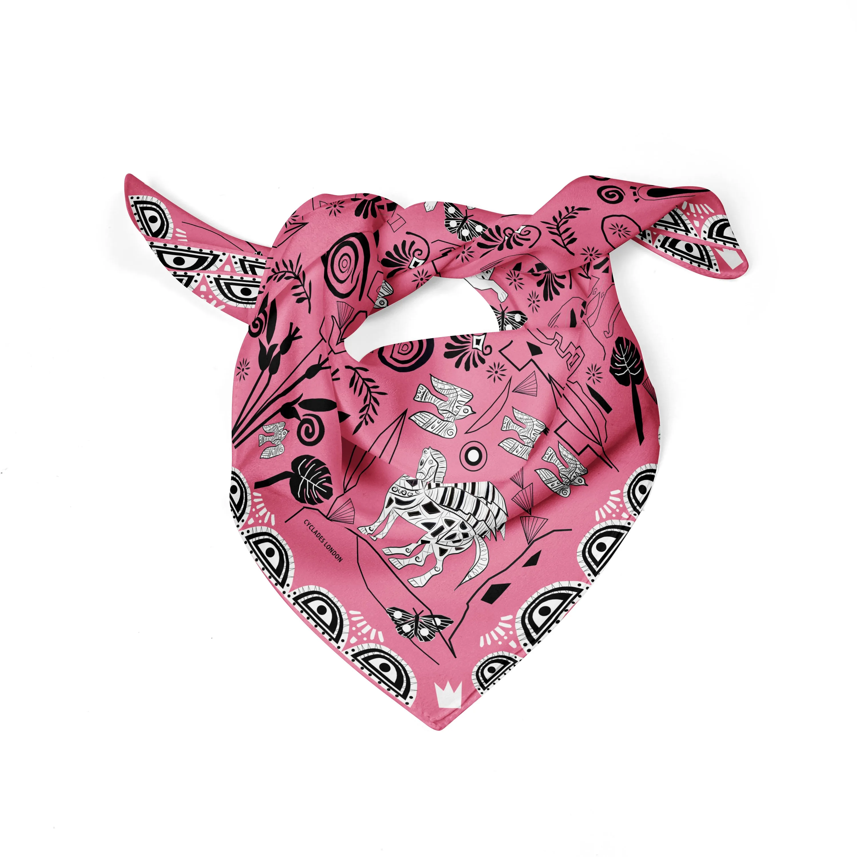 Pocket Square Silk Scarf Jungle in Pink