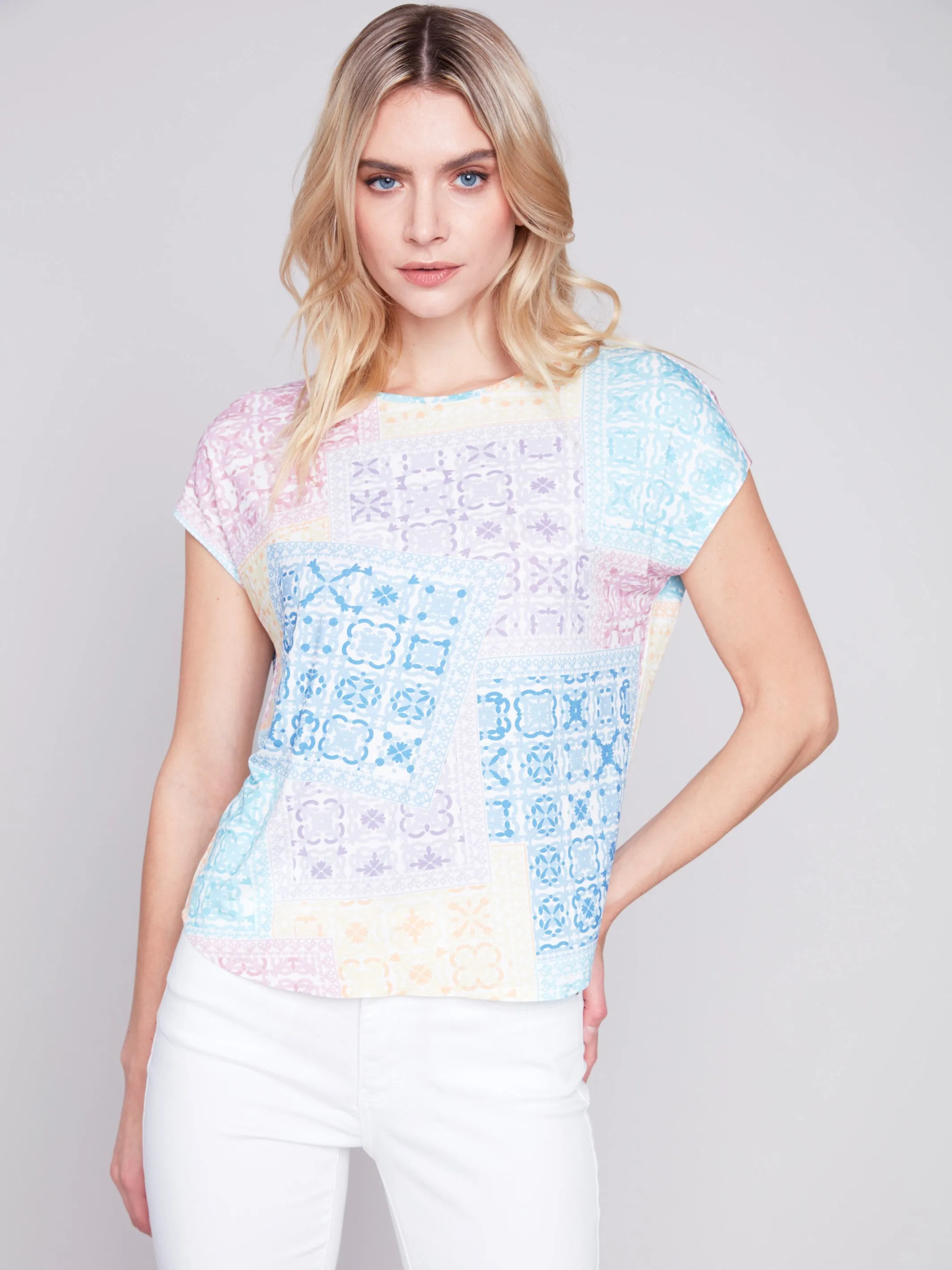 Printed Knit Top - Bandana