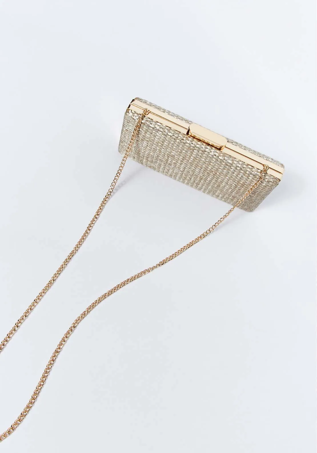 Raffia rectangular box - Gold