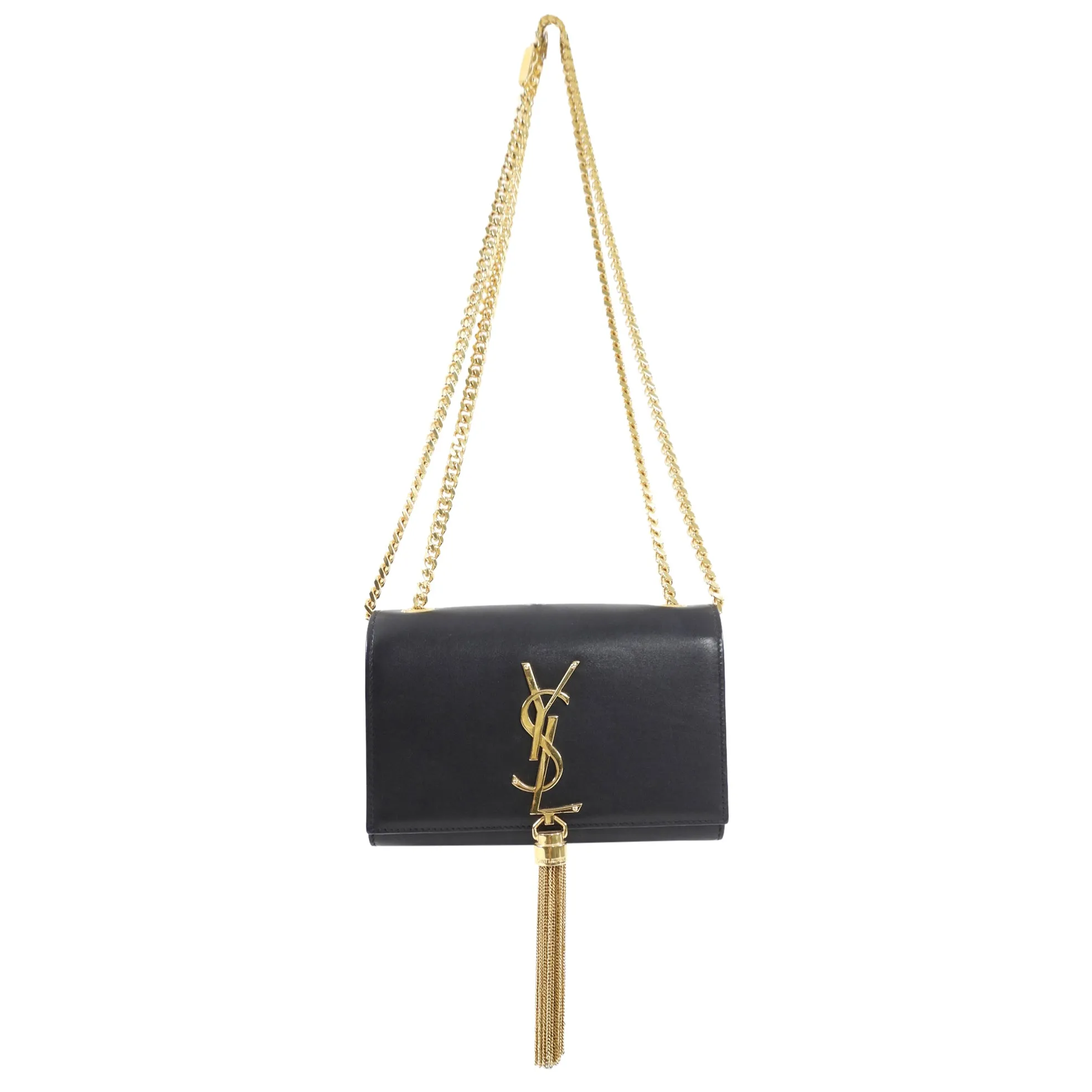 Saint Laurent Black Leather Small Kate Chain Tassel Bag