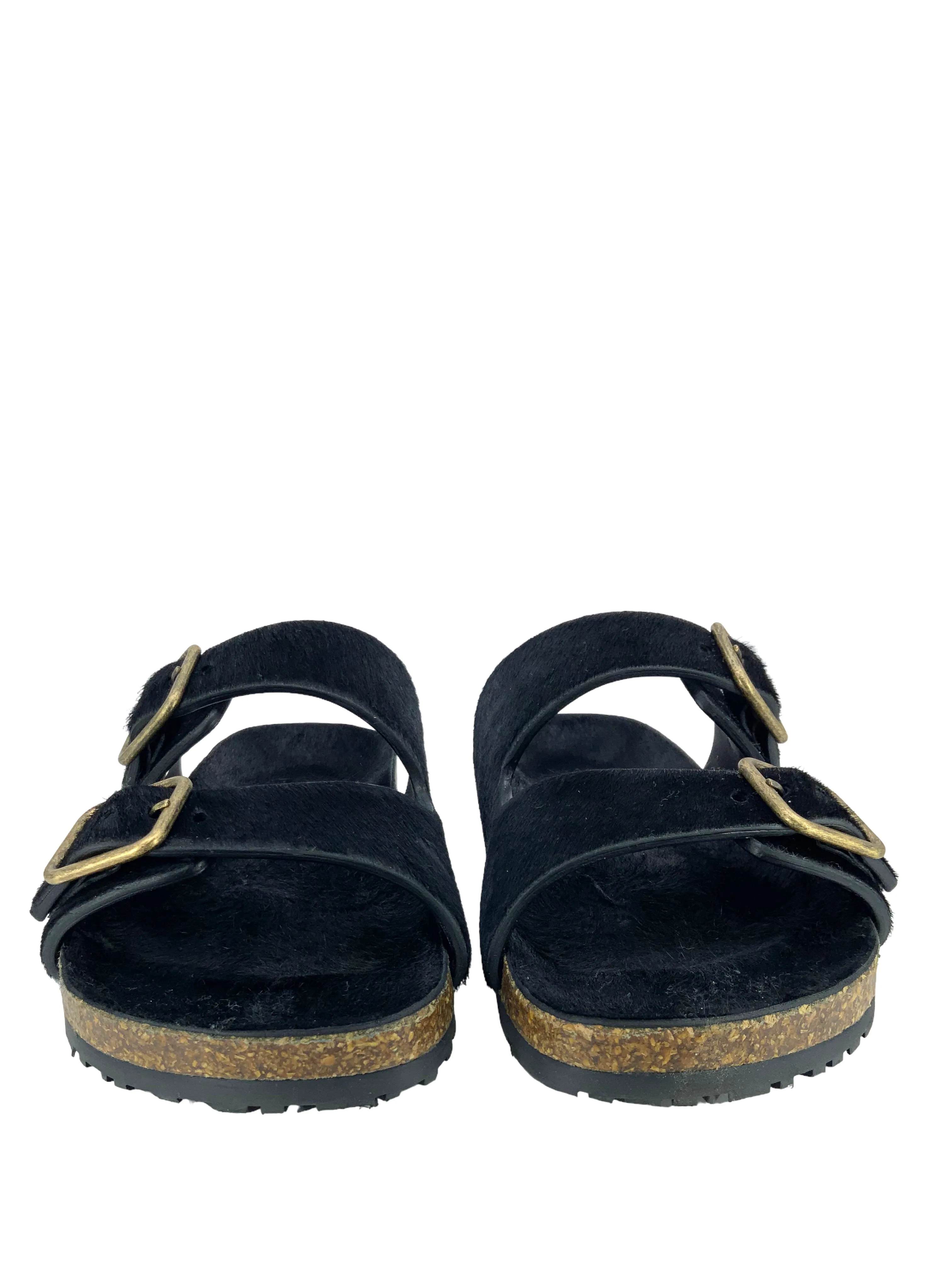 SAINT LAURENT Jimmy Pony Hair Flat Sandals Size 6.5