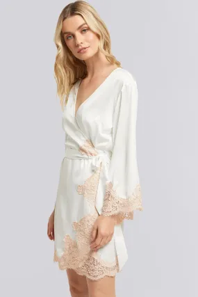 Sian Robe - White with Blush Lace