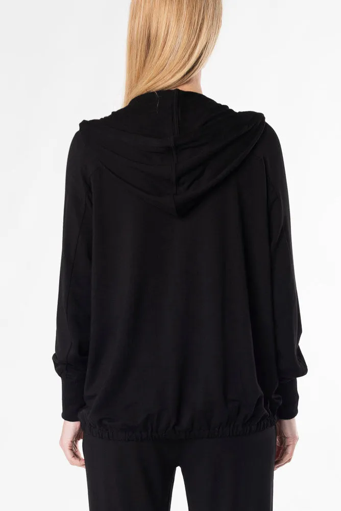 Silvia Zip-Up Bamboo Hoodie - Black