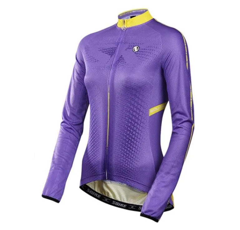 Slight Purple Women Long Sleeve Cycling Jersey Set