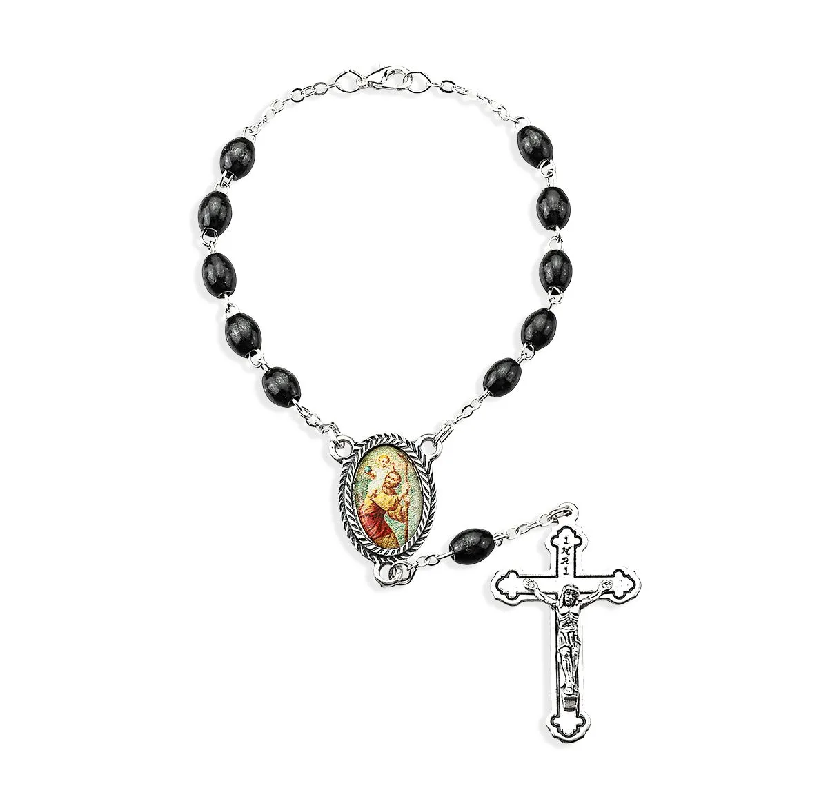 St. Christopher Auto Rosary - Black