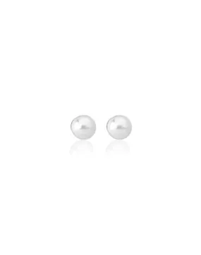 Sterling Silver Gold Plated Stud Earrings for Women with Organic Pearl, 5mm Round White Pearl, Lyra Collection