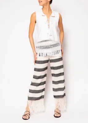 Tallulah Bold Black Striped Fringe Pant