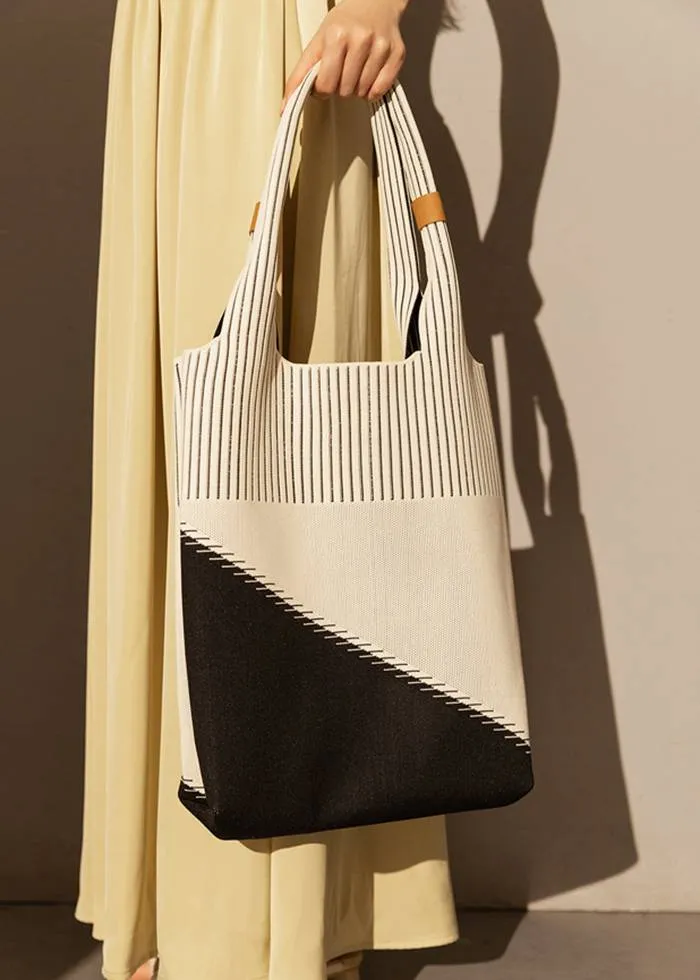 Two Tone Canvas Colorblock Tote Bag