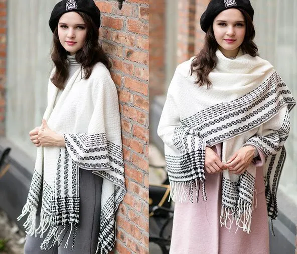 VIGROCK C20 Knit Wool Long Scarf for Women