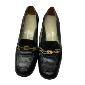 Vintage Ferragamo Leather Pumps in Black Made in Italy Size 5