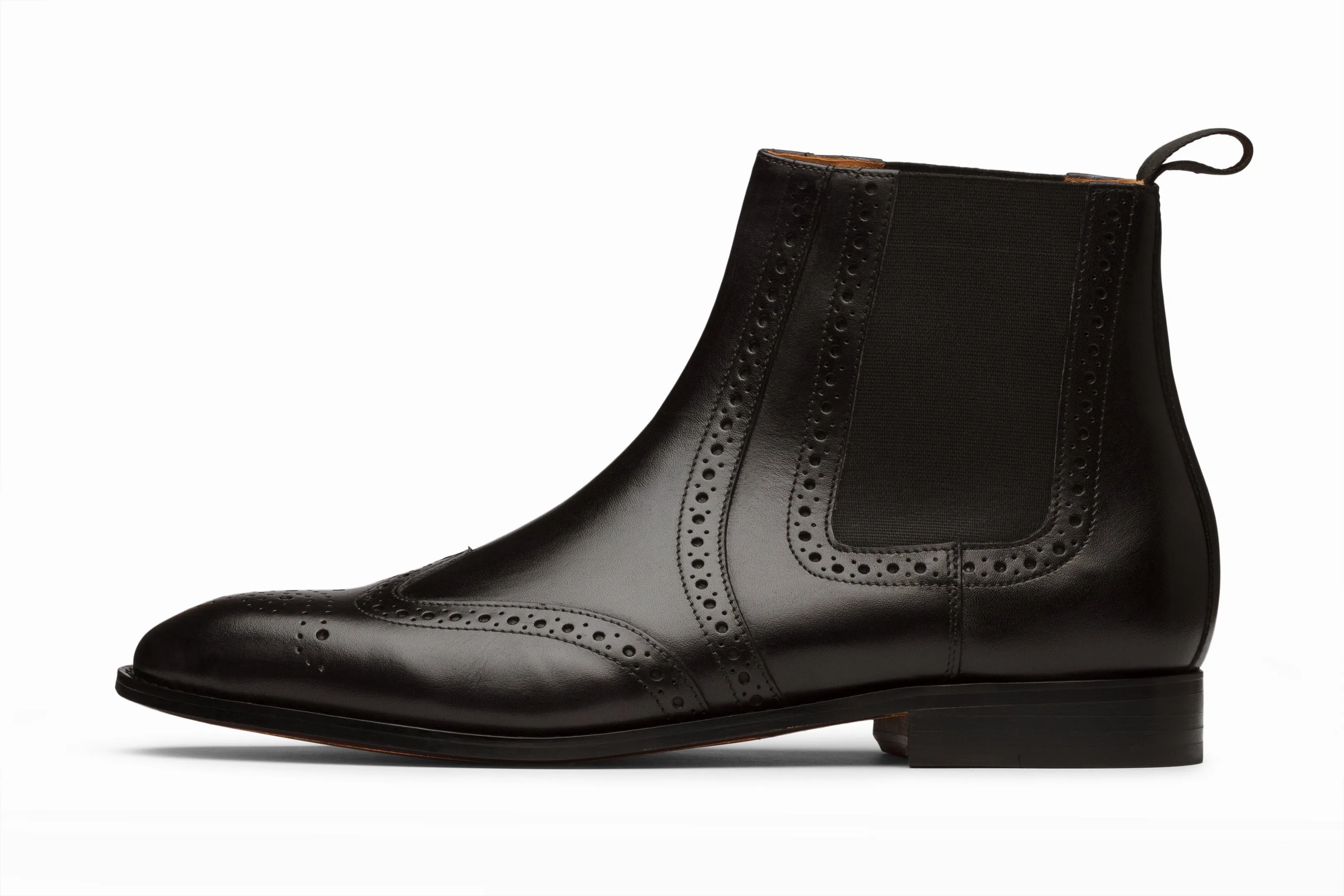 Wingtip Chelsea Brogue Boot - Black