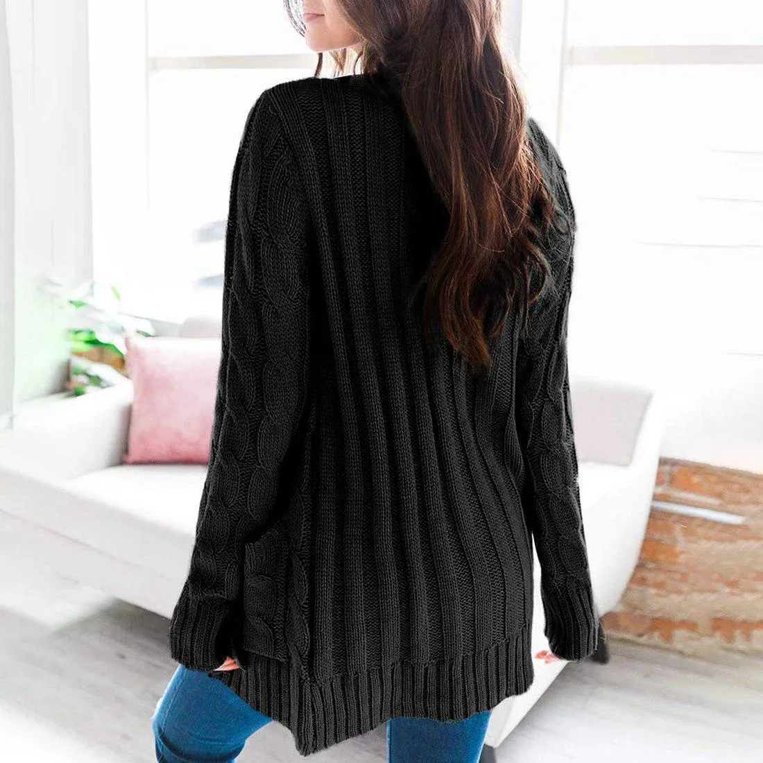 Winter Warm Candy Color Knitted Cardigan Long Sleeve Women Sweaters