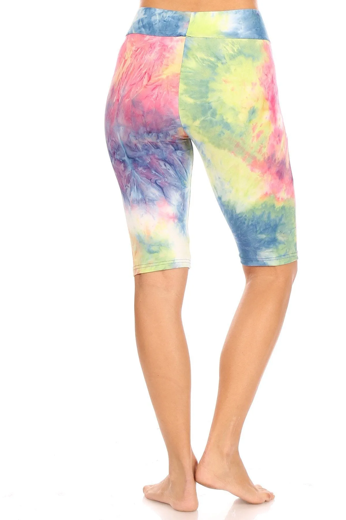 Women High Waist Knee Length Colorful Tie Dye Shorts