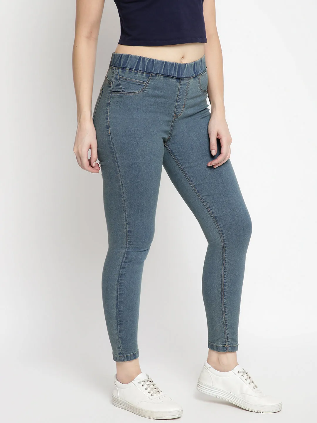 Women Khaki Tint Denim Jegging