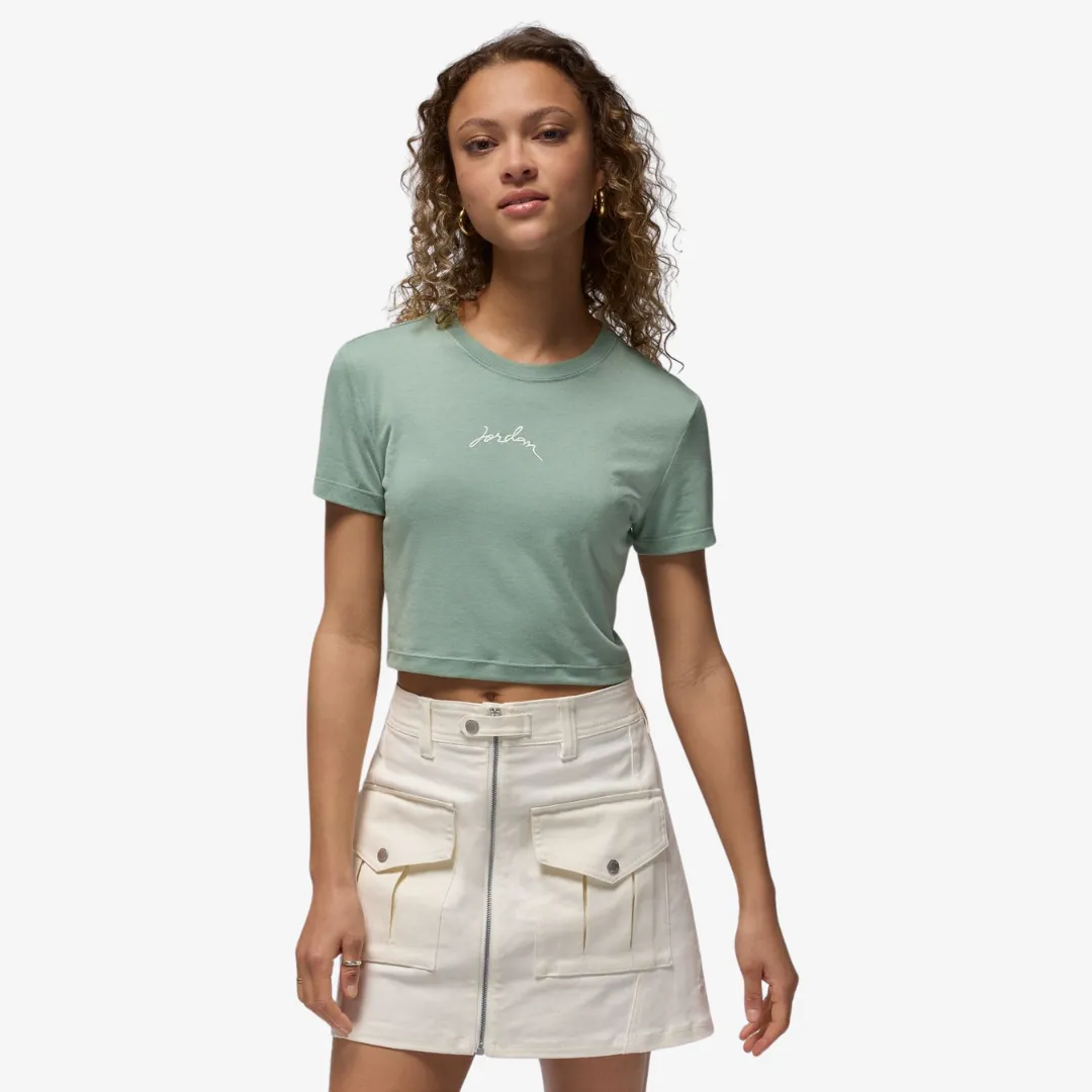 womens jordan slim cropped s/s tee (jade smoke)