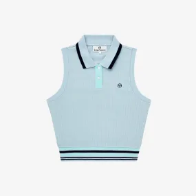 womens sergio tacchini noale cropped tennis polo (celestial blue)