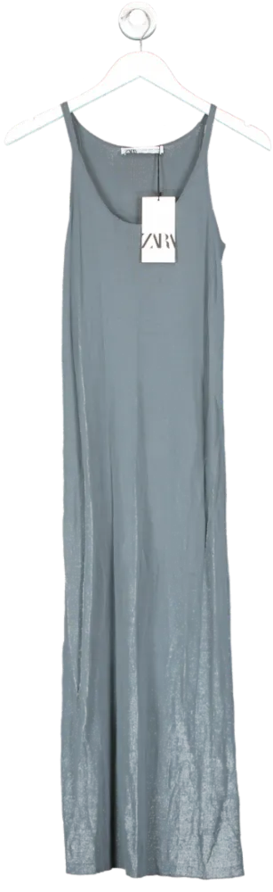 ZARA Grey Srappy Midi Dress UK S